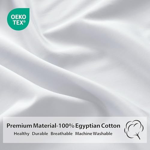 100% Cotton 4 Pcs Pillow Cases Queen Size, 400 Thread Count Sateen Weave White - Image 4