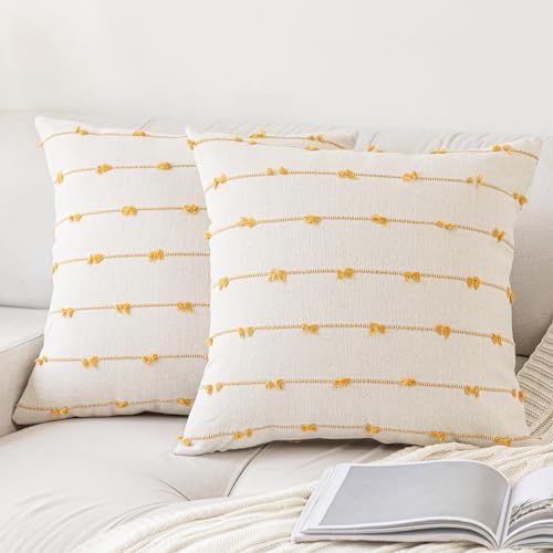 YEENAASY Boho Throw Pillow Covers 20x20 Set of 2 Farmhouse Pillow Cases by YEENAASY