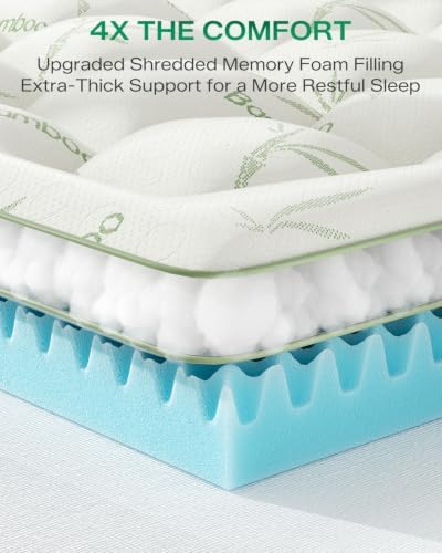 Dual Layer 4 Inch Full Size Mattress Topper, Memory Foam Mattress Topper - Image 6
