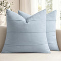 MIULEE Decorative Linen Throw Pillow Covers 20x20 Light Blue Striped by MIULEE
