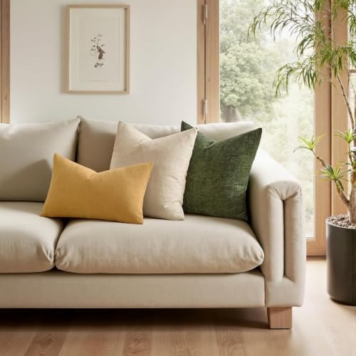 MIULEE Apricot Brown Chenille Couch Lumbar Throw Pillow Covers - Image 2