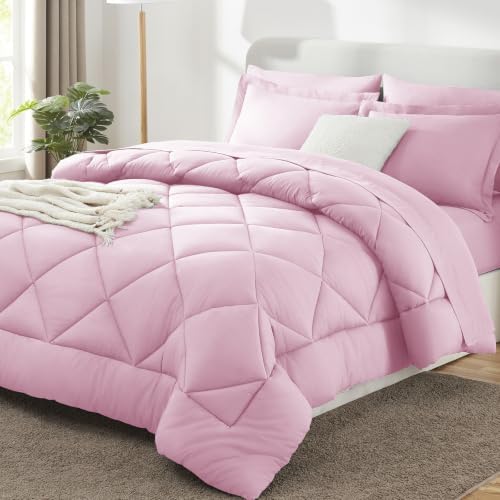 CozyLux Queen Comforter Set 88"x88" Light Pink by CozyLux