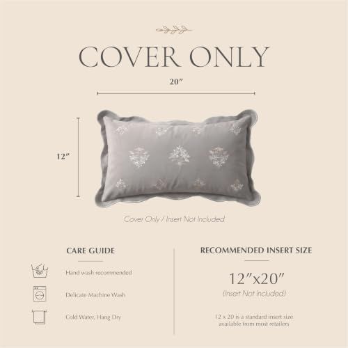 BlissBlush Lumbar Pillow Cover 12x20, Light Gray Velvet Decorative Lumbar - Image 6