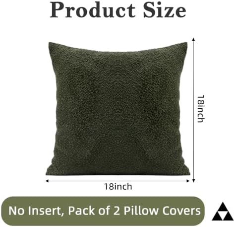JoraLion 18x18 inch Boucle Throw Pillow Covers, Army Green Woven Texture - Image 4