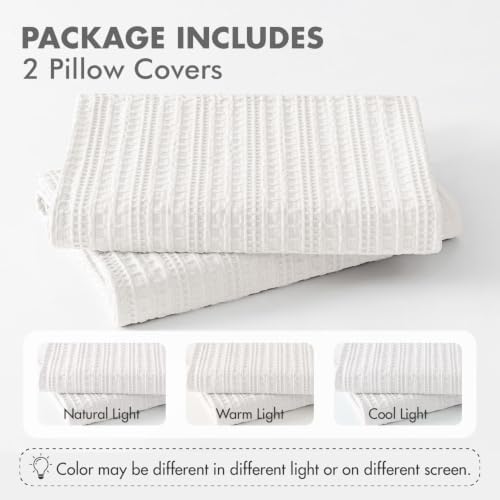 Decorative Waffle Throw Pillow Covers 20x20 White 2 Pack - Image 7