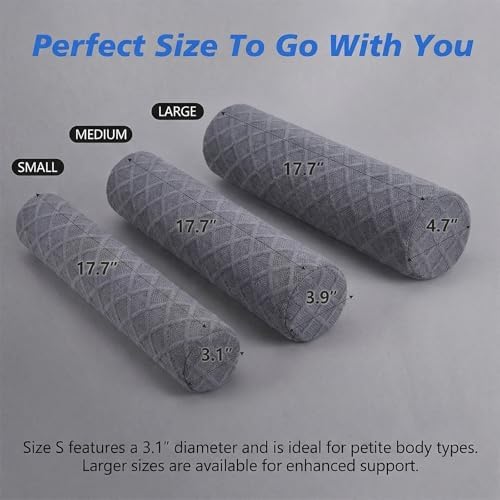 3.1" Small Neck Roll Memory Foam Pillow Cylinder, Detachable Cover - Image 3