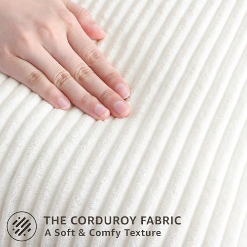 Mecatny Corduroy Decorative Throw Pillow Covers 20x20 Set of 2 White - Image 4