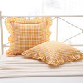Mywinlle Mustard Yellow Gingham Ruffle Throw Pillow Covers 18"x18" by Mywinlle