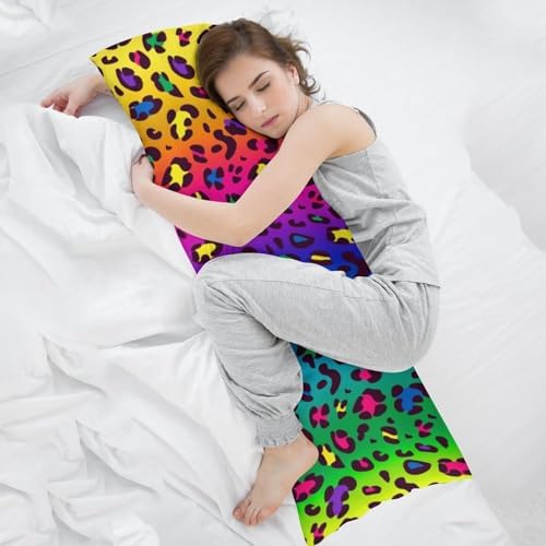 Rainbow Leopard Body Pillow Pillowcase Colorful Cheetah Long Body Pillow Cover - Image 7