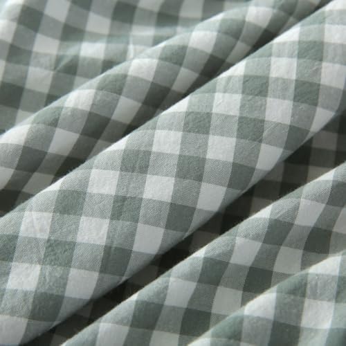 Mywinlle Dusty Green Gingham Plaid Ruffle Throw Pillow Covers 20"x20" - Image 7