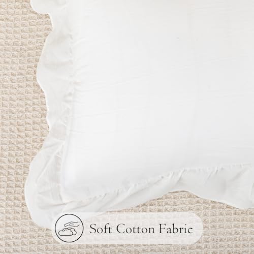 JoraLion Ruffled Lumbar Pillow Cover 14x26 Solid White - Image 5