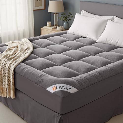 OLANLY Twin Bamboo Viscose Cooling Mattress Topper, Light Gray by OLANLY