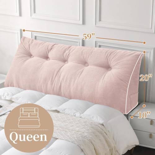 Sasttie Headboard Pillow Queen, Wedge Pillow Headboard, Light Pink - Image 2