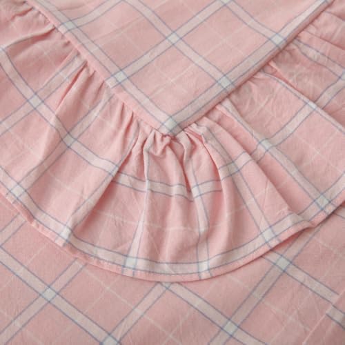 Mywinlle Blush Pink Plaid Ruffle Throw Pillow Shams 18"x18" Set of 2 - Image 5