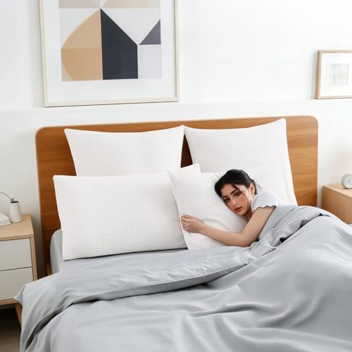 100% Cotton Waffle Pillow Shams Standard Size Set of 2 - Image 5