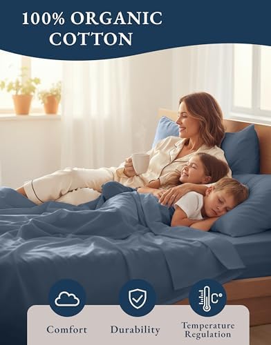 LANE LINEN Twin Sheet Set 100% Organic Cotton 3pc Percale - Image 6