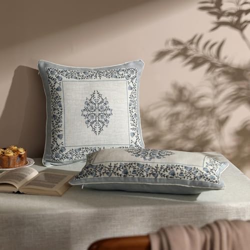 ISAENNE Designer Vintage Linen Throw Pillow Cover - Image 4