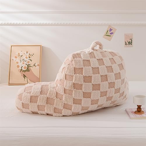 Aimuan Reading Pillow Checkered Bed Rest Wedge Backrest Checkerboard Pillow - Image 2