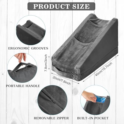 Buryeah Dark Gray Arm Elevation Pillow 2 Pocket, Plush Material - Image 3