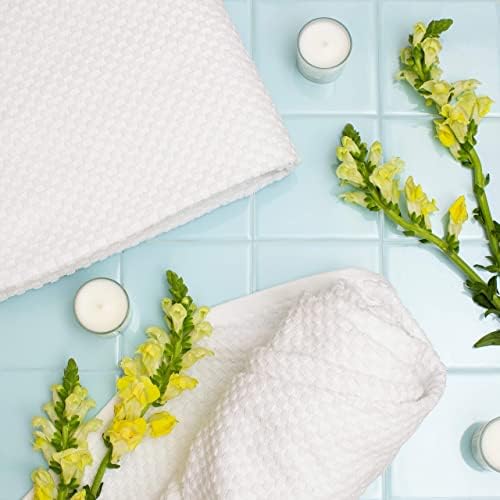 COTTON CRAFT Euro Spa Waffle Weave Bath Sheet - Set of 2 White Towel Sheets - Image 5