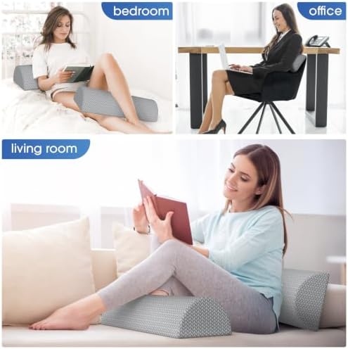 2 Pack Knee Pillow for Back Sleeping Memory Foam Half Moon Bolster Pillow - Image 7