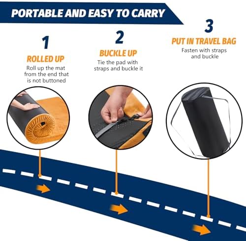 CYMULA Memory Foam Camping Mattress Pad, Sleeping Mat, Portable Roll Up Mattress - Image 5