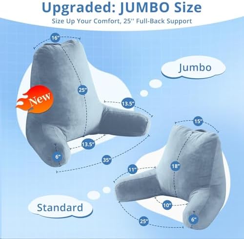 Sasttie Reading Pillow for Bed, Back Pillow for Sitting Up - Image 2