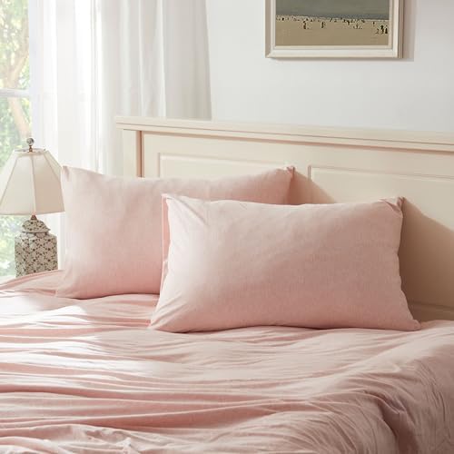H HOUSEHOLD 100% Jersey Knit Cotton King Size Pillowcases Set of 2, Super Soft by HHOUSEHOLD