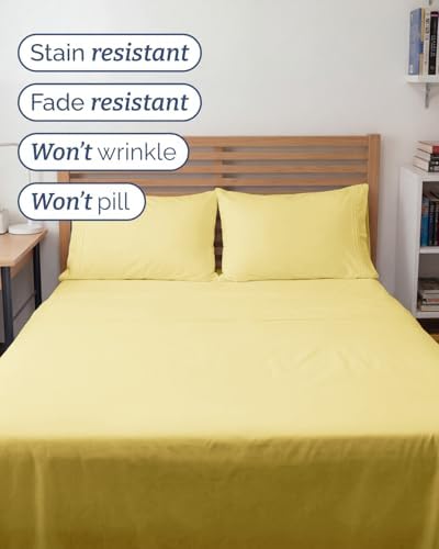 Full XL Sheets - 4 Piece Full XL Sheet Set - Breathable & Cooling - Yellow - Image 5