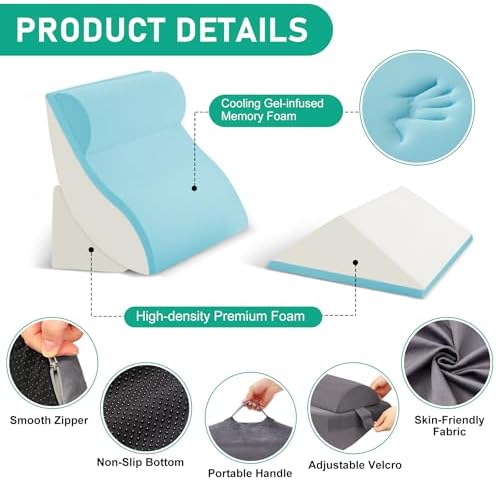 4PCS Wedge Pillow Set for After Surgery, Velvet Grey - Image 3