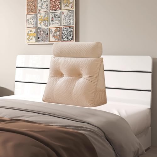 Velvet Triangular Headboard Wedge Pillow by Unknown