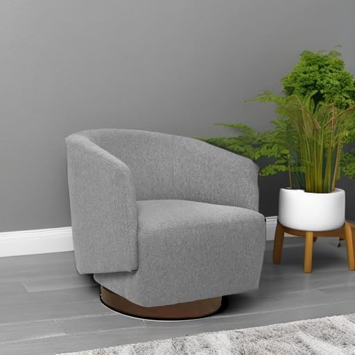 MINCETA Accent Chair,Modern Swivel Chairs for Living Room and Bedroom Reading with Wood Base,Performance Fabric in Gray