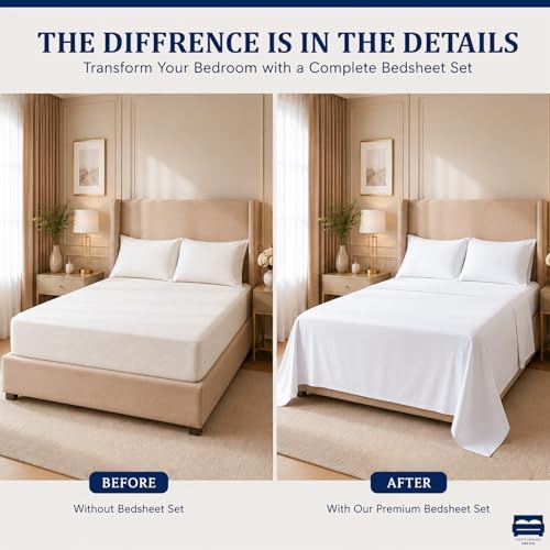 Cottingon 4 Piece King Sheets Fits 16" Deep, Egyptian Cotton - Image 4