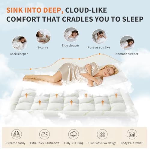 Sweetcrispy Twin Size Cooling Bamboo Mattress Topper - Image 2