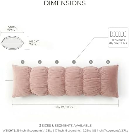 Pat. Pend. Full Body Pillow for Adults, 59 Inch, Soft Pastel Pink - Image 5