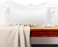 JoraLion Ruffled Lumbar Pillow Cover 14x26 Solid White by JoraLion