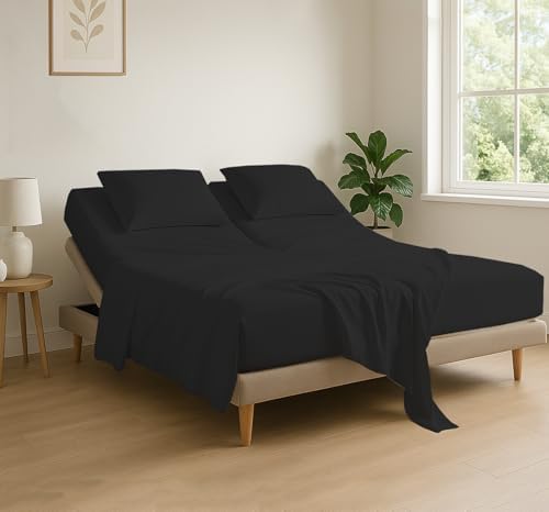 4 Piece Flex Head King Sheet Set 34" Top, 100% Egyptian Cotton by COTTINGON