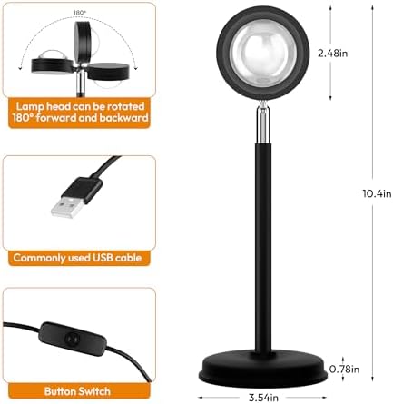 Tsrarey Sunset Lamp Projector,180 Degree Rotation Sun Projection Light - Image 3