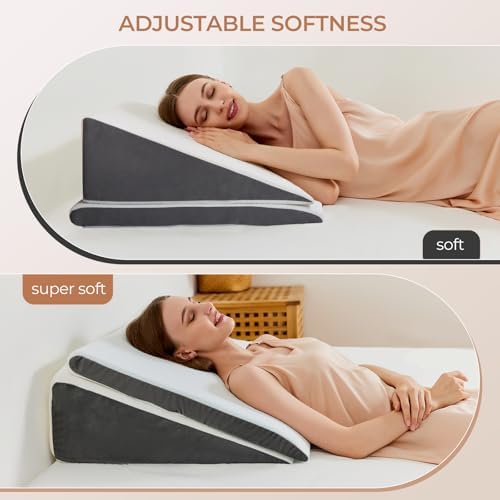Vekkia Wedge Pillow for Sleep Apnea&Back Pain, Memory Foam Pillow Wedge - Image 4