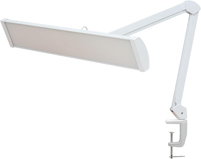 LED Architect Desk Lamp, 4500 Lumens, Dimmable, Metal Swing Arm, 5 Color Temperatures, 50W, Ideal for Task Work, Drafting, Reading, Clamp-on Office Table Lamp with 684 Bright LEDs (White, CCT)
