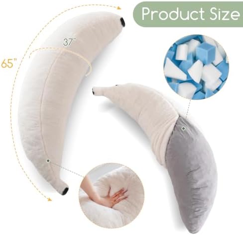 HIGOGOGO Banana Shape Memory Foam Body Pillow, Novelty Soft Long Stuffed Pillow - Image 2