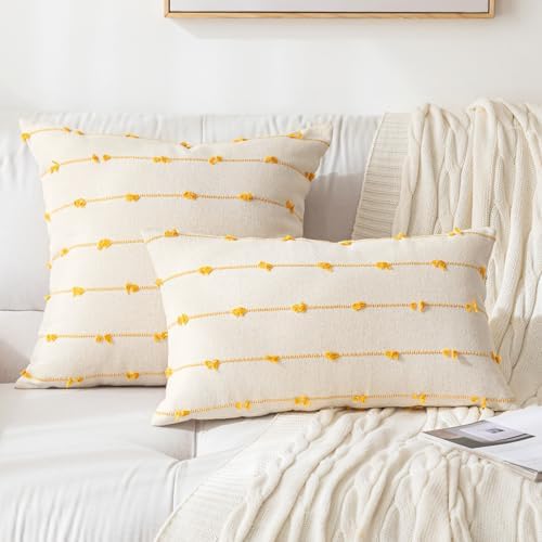 YEENAASY Boho Throw Pillow Covers 12x20 Set of 2 Farmhouse Pillow Cases - Image 2