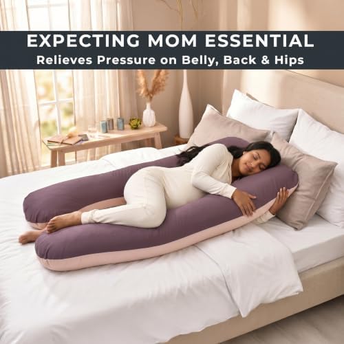 U Shaped Pregnancy Pillow Soft Reversible 55 in Chocolate Beige - Image 2