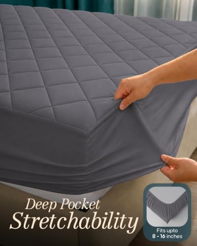 Queen Mattress Pad, Quilted Mattress Protector Topper fits 16" Deep Pocket - Image 3