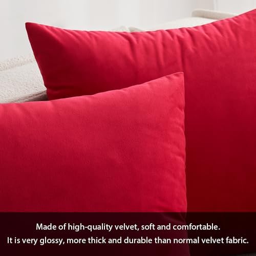MIULEE Velvet Throw Pillow Covers 12x12 Inch Pack of 2 Red - Image 4