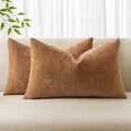 MIULEE 12x20 Inch Lumbar Textured Chenille Throw Pillow Covers Brown by MIULEE