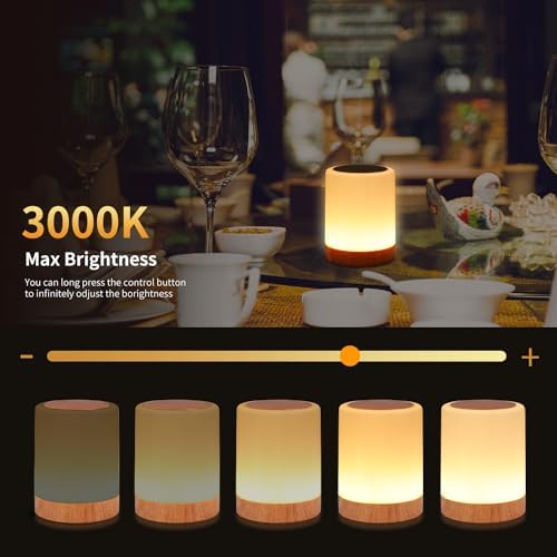 OORUN Touch Bedside Table Lamp,13 RGB Colors & 5 Brightness, USB Rechargeable Desk Lamp, Remote Control Dimmable Night Light with RGB Color Changing,Portable Lamp for Baby, Bedroom, Living Room - Image 4