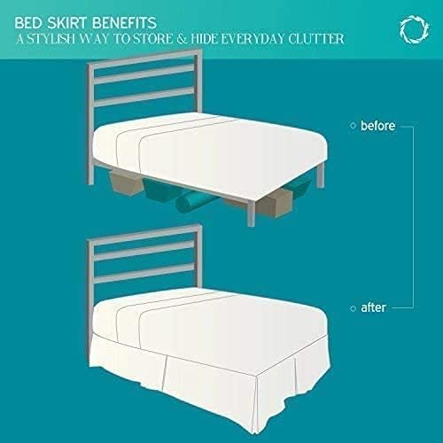 Rajlinen Ruffled Bed Skirt King, 18 Inch Drop Dust Ruffle with Split Corners, 100% Microfiber Bedskirt with Platform, Three-Sided Coverage Ruffled Gathering Design, Light Blue