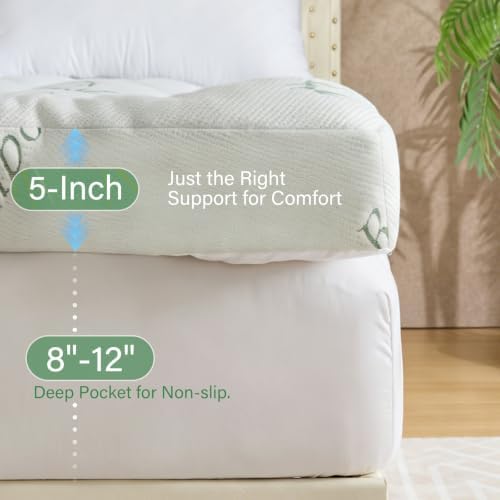WhatsBedding 5 Inch Memory Foam Mattress Topper Twin - Image 3