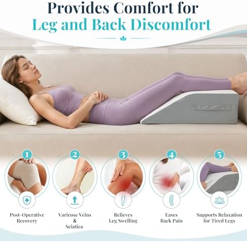 Yojoker Leg Elevation Pillow Blood Circulation, Memory Foam Wedge Pillow - Image 4